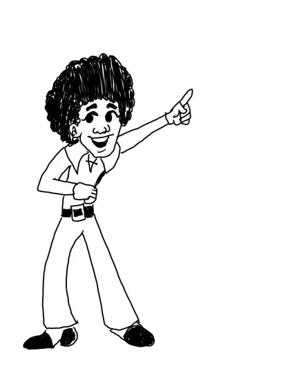 Digitally inked pencil sketch of child Michael Jackson from the Rankin Bass Jackson 5 animated series