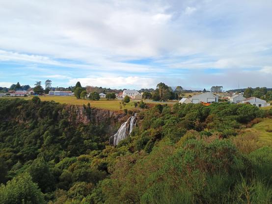The stunning waterfall in the centre of Waratah, Tasmania