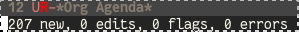 Emacs results after updating my inbox.org from my various capture files via mobile-org features. It shows 207 new headings.