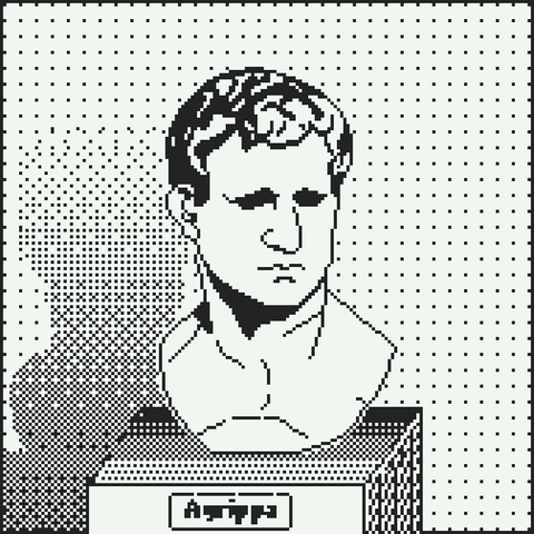 pixel art of a roman bust