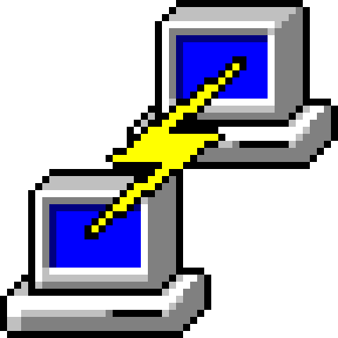 The PuTTY icon, expanded by a factor of 10 so that each pixel is clearly visible as a large square.