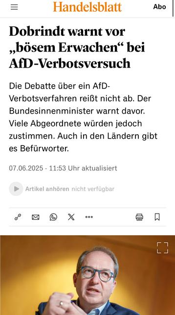 Dobrindt warnt laut Handelsblatt vor einem bösen erwachen, wenn man einen Verbotsverfahren Gegen Die Afd einleitet