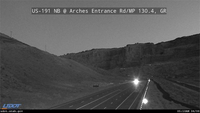 This webcam is maintained by the Utah Department of Transportation. It is located across US 191 from the Arches National Park entrance road.