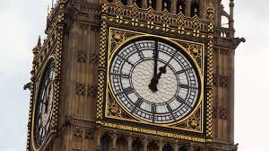 A photo of the Great Clock of Westminster showing one o'clock