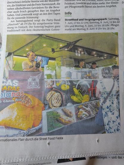 Foto eines Zeitungsartikel mit dem glutenfreien Foodtruck.