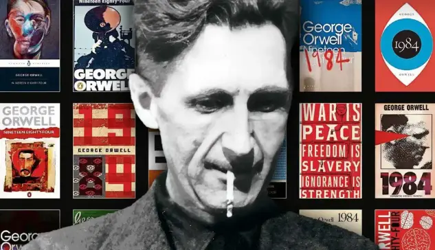 Pic of George Orwell with background collage of covers of the book 1984.

https://www.thecollector.com/george-orwell-life-influenced-literature/