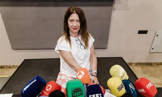 Leire Díaz, antes de su comparecencia ante los medios de comunicación (Europa Press via Getty Images)