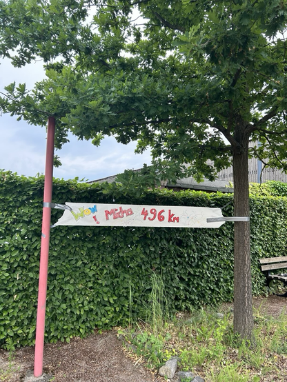 Banner set up by neighbours to celebrate me finishing on day 31