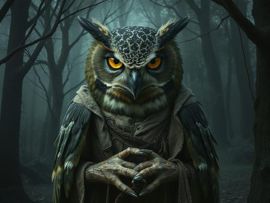 A green owl is looking at you and that is not owl