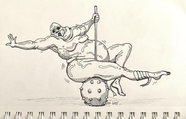 A Pthumerian "Watcher," a slimy creature of the catacombs, trying to seduce the viewer on top of his mace.
