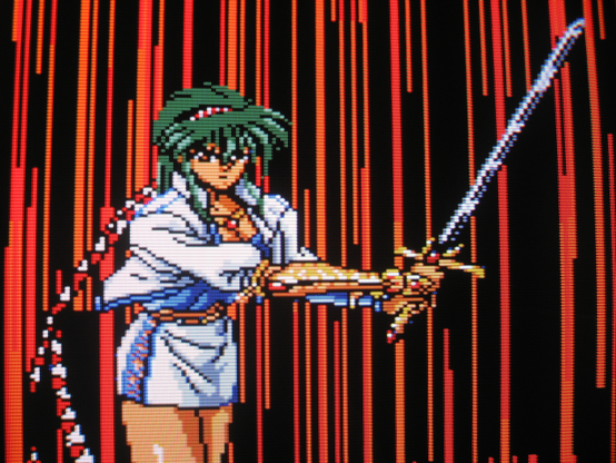 Against intense vertical speed lines Anett wields the awesome sword she summoned from the ether like Utena. She looks determined to slay.