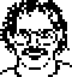 pixel art portrait of Bill Atkinson from 1983 by Susan Kare