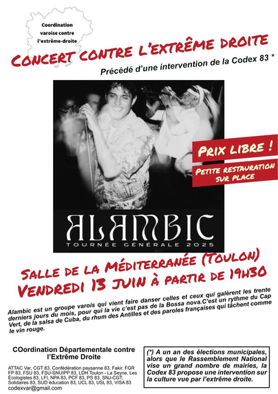 Concert contre l’extrême droite le 13 juin à Toulon