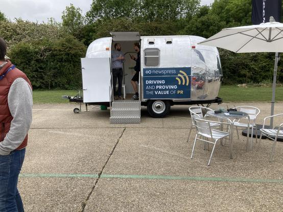 Mini Airstream caravan, side view