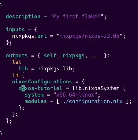 the flake.nix file in the tutorial video