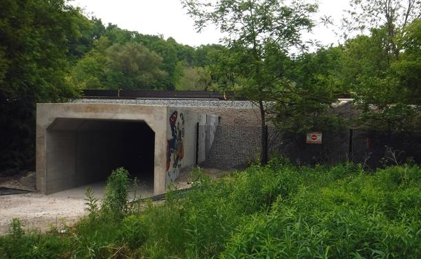 tunnel seen from the west side... it consists of seveal adjacent concrete rings which were maneuvered into placed all within the last week