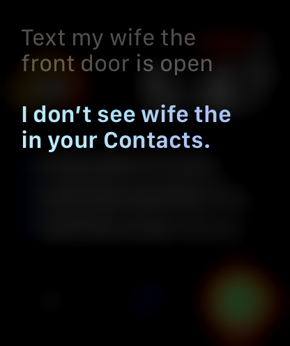 Screenshot of piece of fucking garbage Siri no longer recognizing “my wife” as a nickname which has worked perfectly fine for years because it’s fucking garbage ass dog water sewer piss software