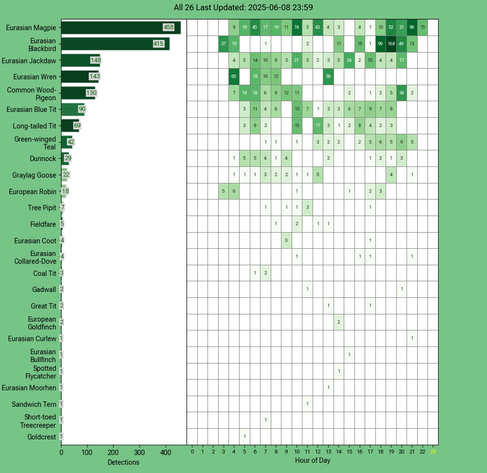 Today's top 20 bird chart