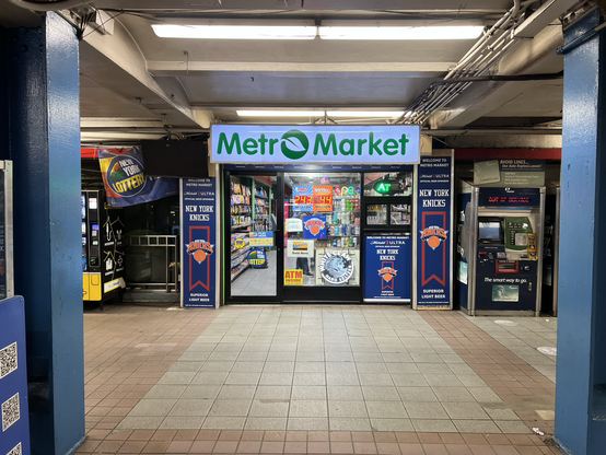 A little shop named Metro Market located in a the Manhattan subway by the PATH trains entrance