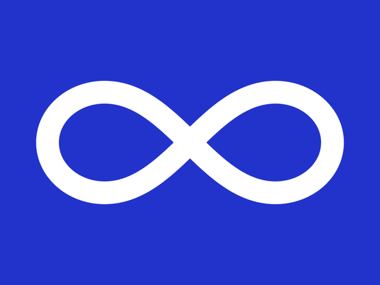 The symbol of the Metis -- a white figure "8" shape against a blue background.
