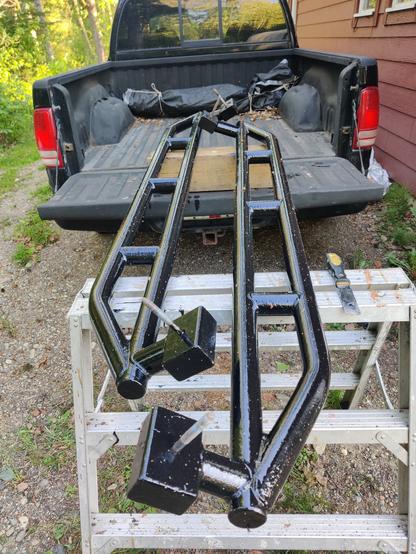 Newly painted rock sliders for Jeep JK