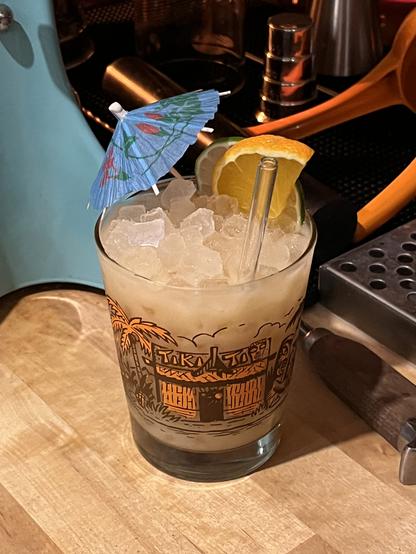 Luau cocktail in a Tiki Ti Mai Tai glass, from the PDT app.