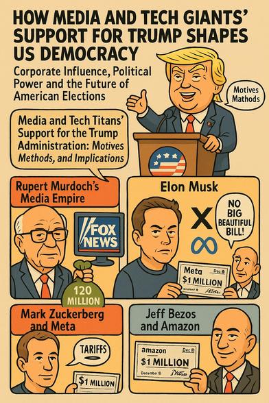 HOW MEDIA AND TECH GIANTS' SUPPORT FOR TRUMP SHAPES AMERICAAN DEMOCRACY #AiChatGPTPerplexity Llewelyn Pritchard 9 June 2025