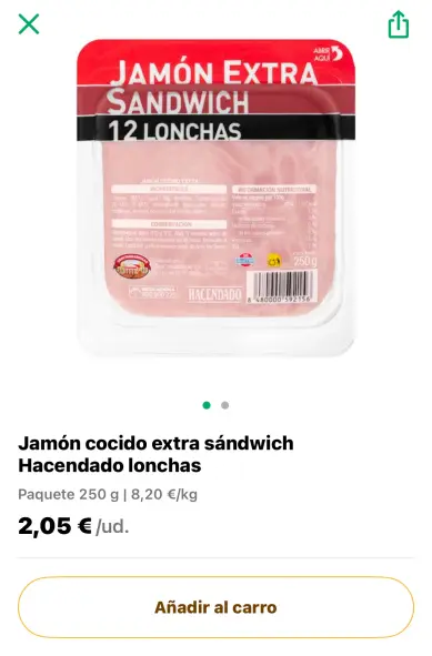 El producto en Mercadona, sale a 2 con 5 céntimos, no dos con 50, también trae más cantidad