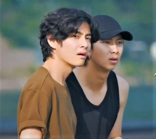Tae: Why are they all freaking out? Joon: I don't know. Where is Jin? He's supposed to be keeping them calm. Tae: Do you think they missed us?