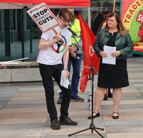 Sioned Williams at the Cardiff protest
