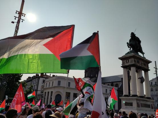 Photo du rassemblement pour Gaza et la flottille.