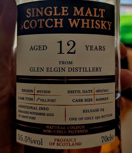 Whisky Label: Single Malt Scotch Whisky, Glen Elgin 12 years old.
