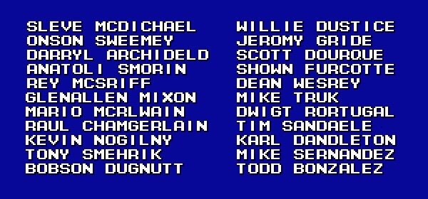 The famous player roster from Fighting Baseball.