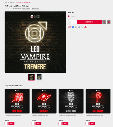 LED Neon Wall Signs für Clans Tremere Toreador Ministry Nosferatu und Malkavian