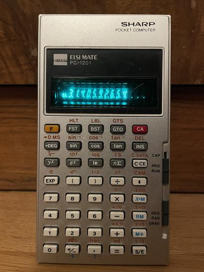 Sharp PC-1201 programmable calculator, which called itself a pocket computer.