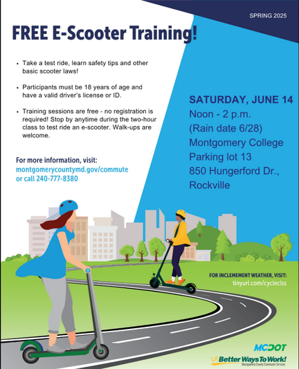 class time saturday june 14 from noon to 2:00pm at montgomery college in rockville - parking lot 13 - 850 hungerford drive rockville, md
