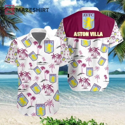 Aston Villa On Curved Hawaiian Shirt