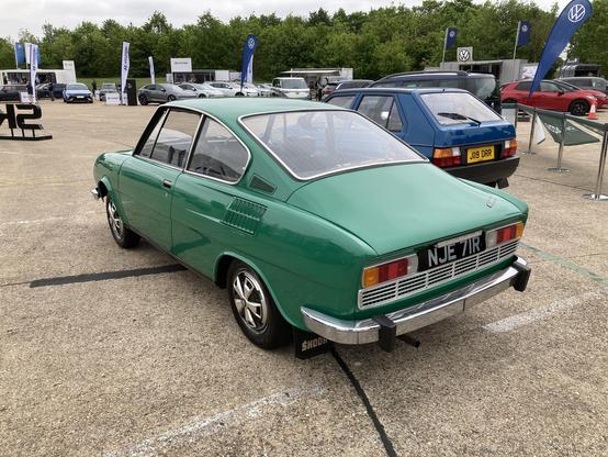 Green Skoda S 110 R coupé, rear quarter view