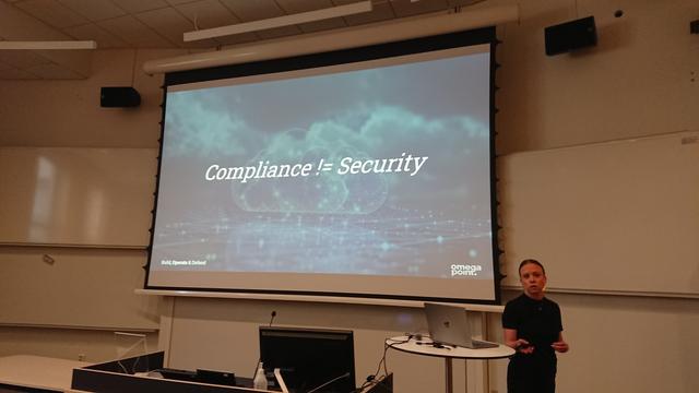 Lecture slide reading "Compliance != Security"