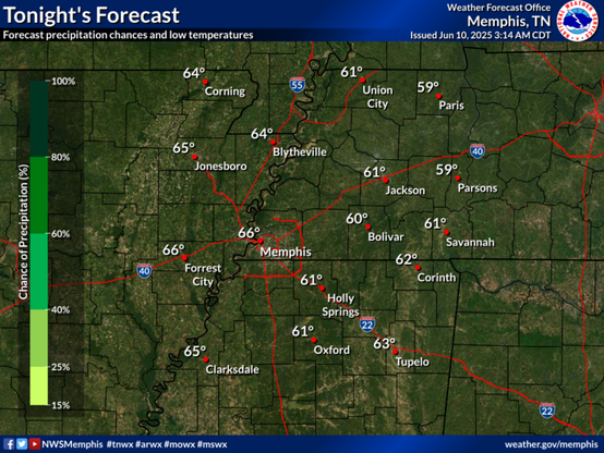 Clear tonight. Lows in the 60s.