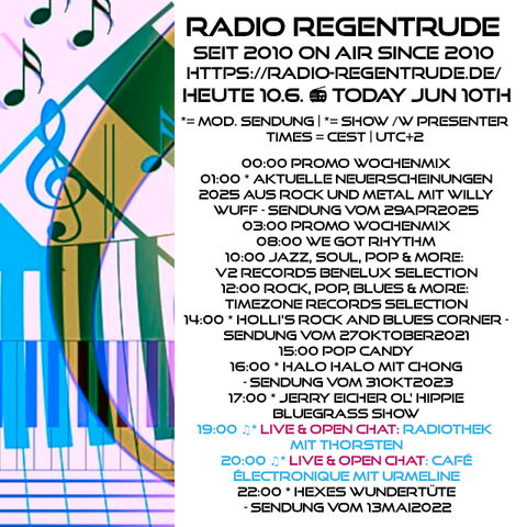 🇩🇪 Plakat mit den heutigen Radiosendungen. Bild (ohne Text): Pixabay, kein Bildquellennachweis erforderlich.

🇬🇧 Poster with details of today's radio shows. Image (without text): Pixabay, no image creds needed.