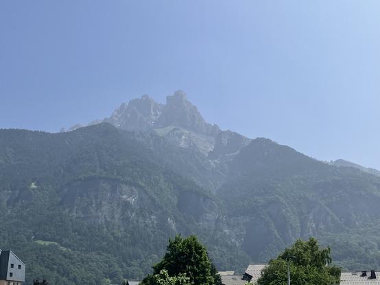 A very hazy mountain