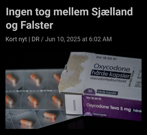 Tekst: Ingen tog mellem Sjælland og Falster. Billede: Medicin.