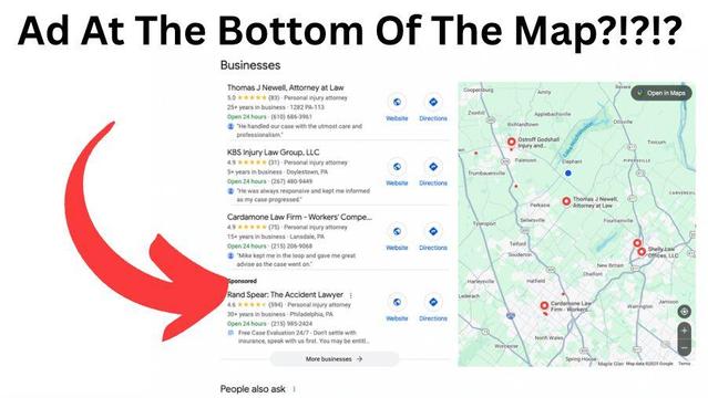 Google sponsored ads at the bottom of the local map pack