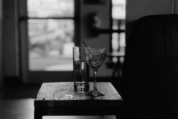 A glass of water next to an empty cocktail glass on a wooden table, slightly dim and backlit

Nikon F100 | Nikon 85mm 1.4 | Kentmere 200 200 @ 800, +2 dev

Home developed in XTOL Stock | 10:45 @ 24C