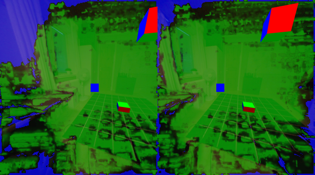 One of the debug viewmodes, showing projection confidence.