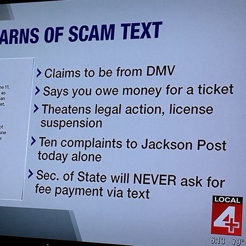 News on toll and DMV scams