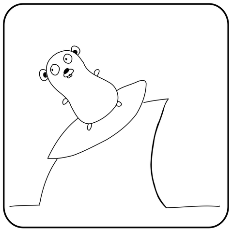 A Go gopher surfing a Wireshark shark