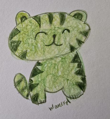 Tiger, gezeichnet, grün