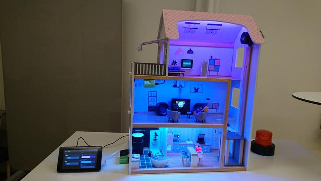 An IOT enabled dollhouse with RGB lighting